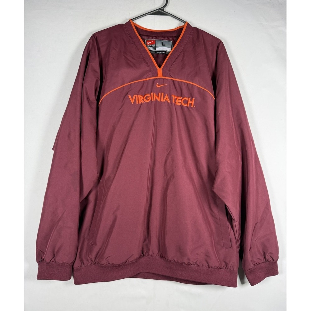 Nike Virginia Tech Hokies Windbreaker Pullover Large Maroon Center Swoosh VTG